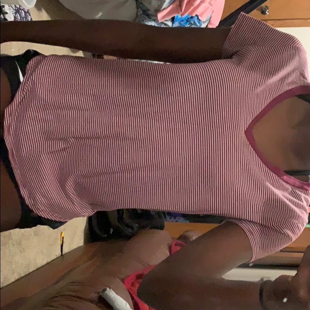 Maroon striped shirt